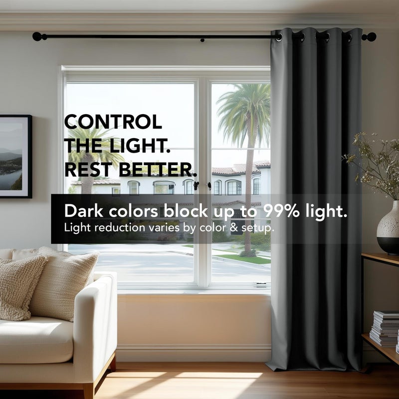 Deconovo Blackout Curtains for Bedroom, Thermal Insulated Room Darkening Grommet Window Drapes, Dark Gray, 52W x 72L Inch, Pack of 2 for Living Room & Nursery Privacy Panels - Image 4
